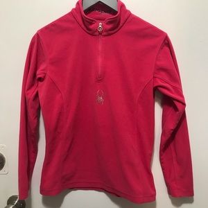 Spider pink girls fleece quarter zip pullover size Large